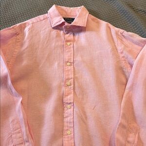Ralph Lauren Men’s classic fit linen pink shirt